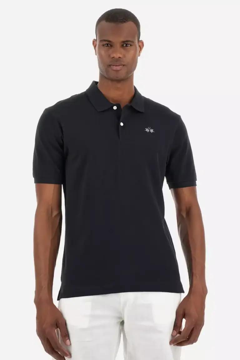 La Martina - Ανδρικό Κοντομάνικο Tex Polo Regular Fit BPMP01-PK031-09999 Μαύρο