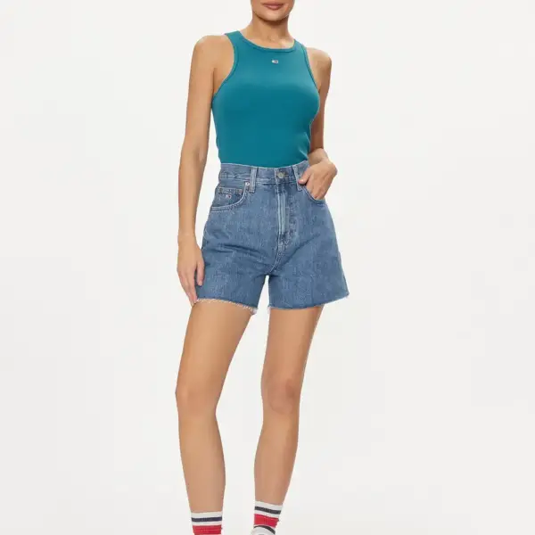 Tommy Hilfiger - Γυναικείο Τζιν Σορτς Uh Mom Fit DW0DW17646-1A5 Μπλε