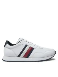 Tommy Hilfiger – Ανδρικά Sneakers Runner Evo Lth Mix Ess FM0FM05121-YBS Λευκό