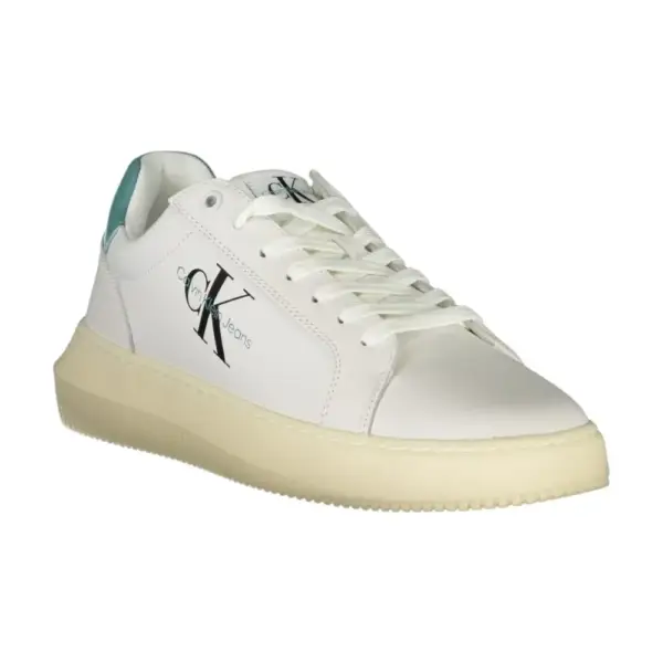 Calvin Klein - Cupsole Mono Lth Ανδρικά Chunky Sneakers YM0YM00681-01T Λευκό/Τιρκουάζ YM0YM00681-01T