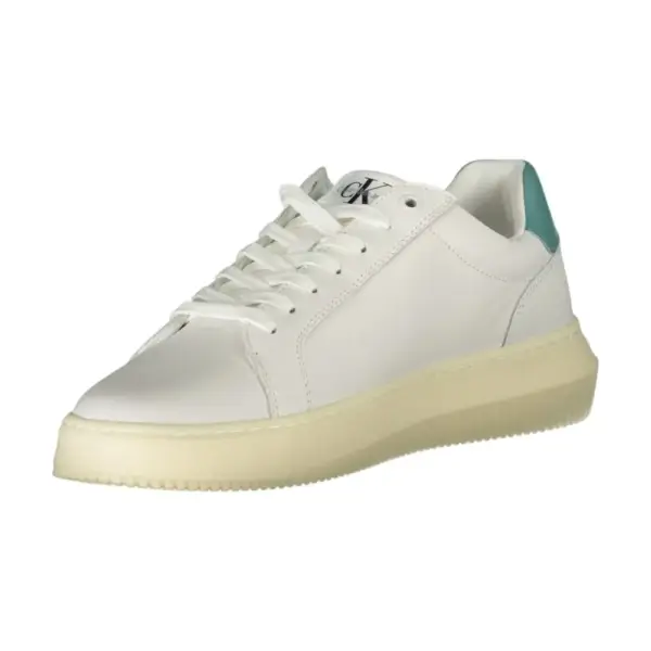 Calvin Klein - Cupsole Mono Lth Ανδρικά Chunky Sneakers YM0YM00681-01T Λευκό/Τιρκουάζ YM0YM00681-01T