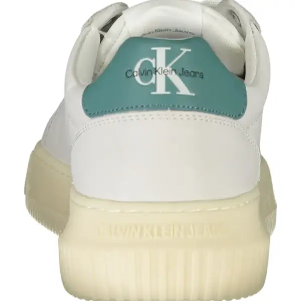 Calvin Klein - Cupsole Mono Lth Ανδρικά Chunky Sneakers YM0YM00681-01T Λευκό/Τιρκουάζ YM0YM00681-01T