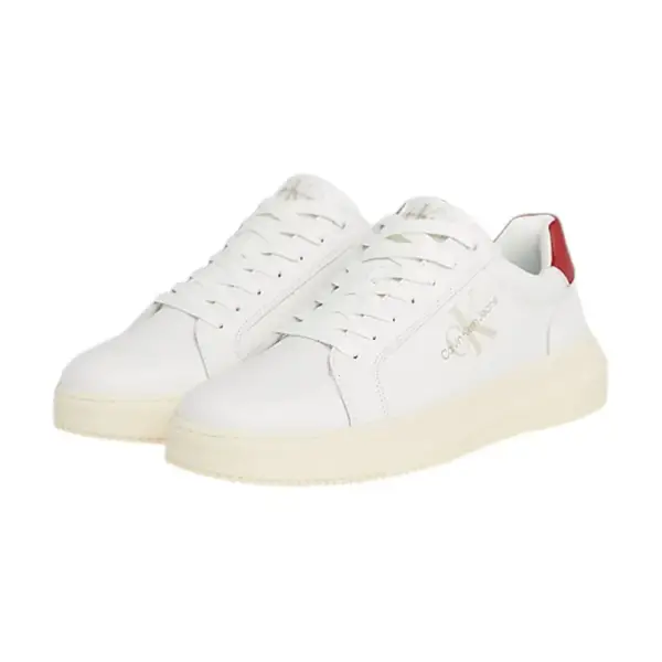 Calvin Klein - Cupsole Mono Lth Ανδρικά Chunky Sneakers YM0YM00681-0KV Λευκό YM0YM00681-0KV