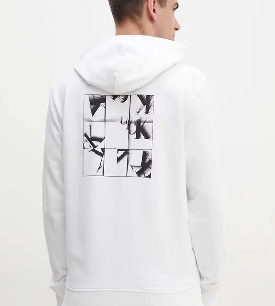 Calvin Klein - Ανδρικό Φούτερ Grid Monogram Regular Fit J30J325639-YAF Λευκό