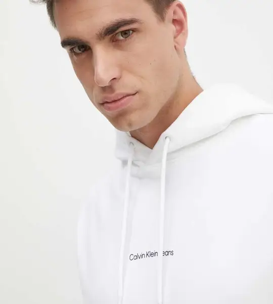 Calvin Klein - Ανδρικό Φούτερ Grid Monogram Regular Fit J30J325639-YAF Λευκό
