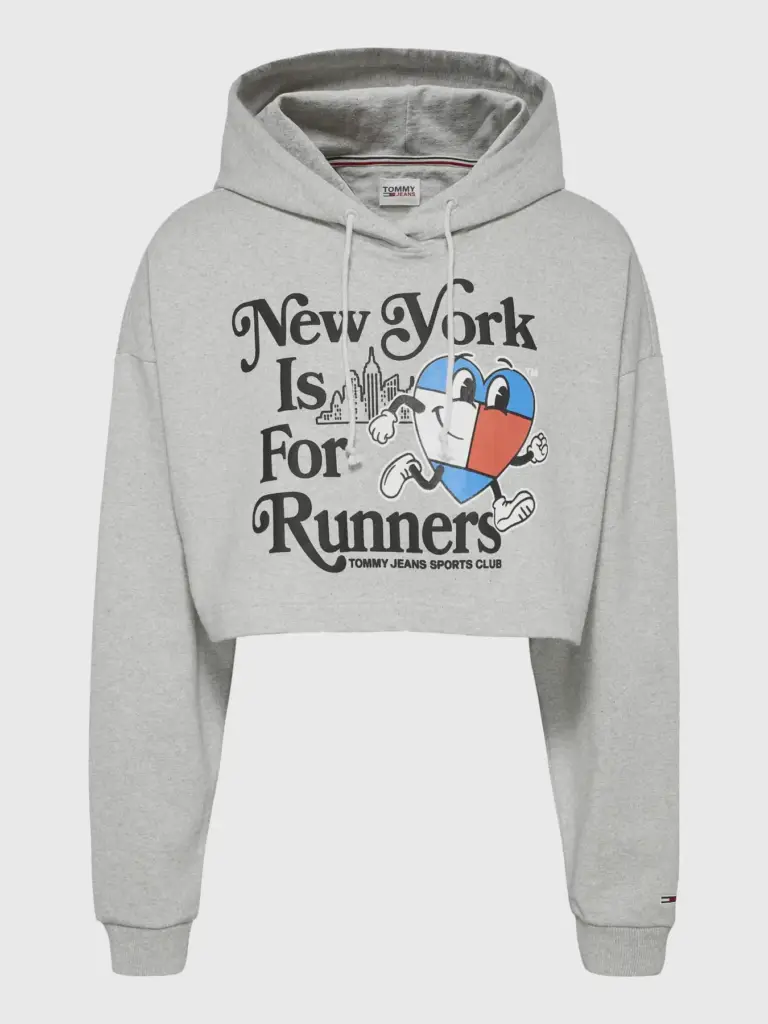 Tommy Hilfiger - Cropped Γυναικείο Φούτερ με Κουκούλα DW0DW14872-PJ4 Γκρι