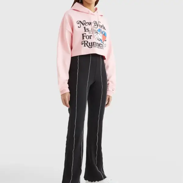 Tommy Hilfiger - Cropped Γυναικείο Φούτερ με Κουκούλα DW0DW14872-TG0 Ροζ