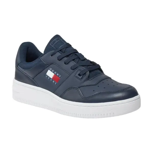 Tommy Hilfiger - Ανδρικά Δερμάτινα Sneakers Tjm Retro Basket Ess EM0EM01395-C1G Μπλε Ναυτικό EM0EM01395-C1G