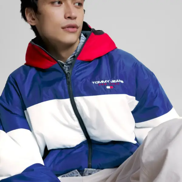 Tommy Hilfiger - Ανδρικό Χειμωνιάτικο Μπουφάν 2 Όψεων Με Colour-Blocked DM0DM16625-C9B Μπλε