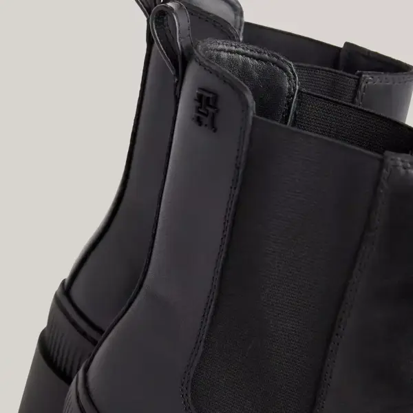 Tommy Hilfiger - Γυναικεία Μποτάκια Leather Cleat Mid Block Heel Boots FW0FW07761-BDS Μαύρα FW0FW07761-BDS
