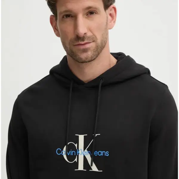 Calvin Klein - Ανδρικό Φούτερ Monologo Distressed με κουκούλα J30J326875-BEH Μαύρο