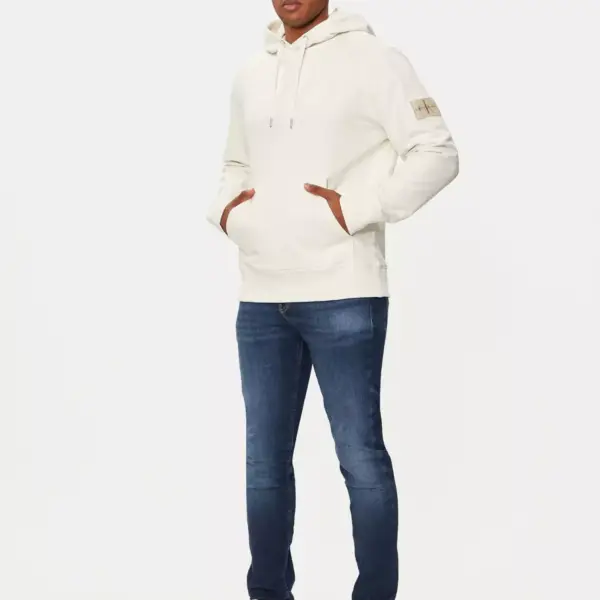 Calvin Klein - Ανδρικό Φούτερ με Κουκούλα J30J323430-YBI Κρεμ