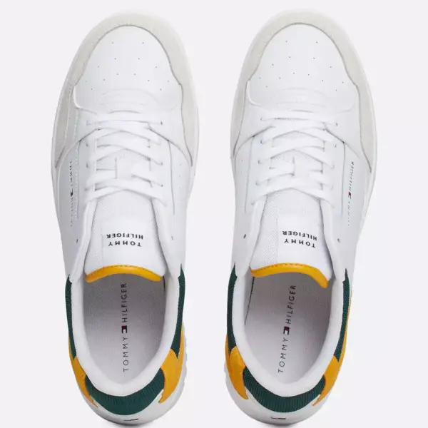 Tommy Hilfiger - Ανδρικά Δερμάτινα Sneakers Th Basket Core Lth Mix Ess FM0FM05058-ZE1 Λευκό FM0FM05058-ZE1