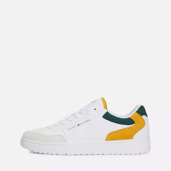 Tommy Hilfiger - Ανδρικά Δερμάτινα Sneakers Th Basket Core Lth Mix Ess FM0FM05058-ZE1 Λευκό FM0FM05058-ZE1