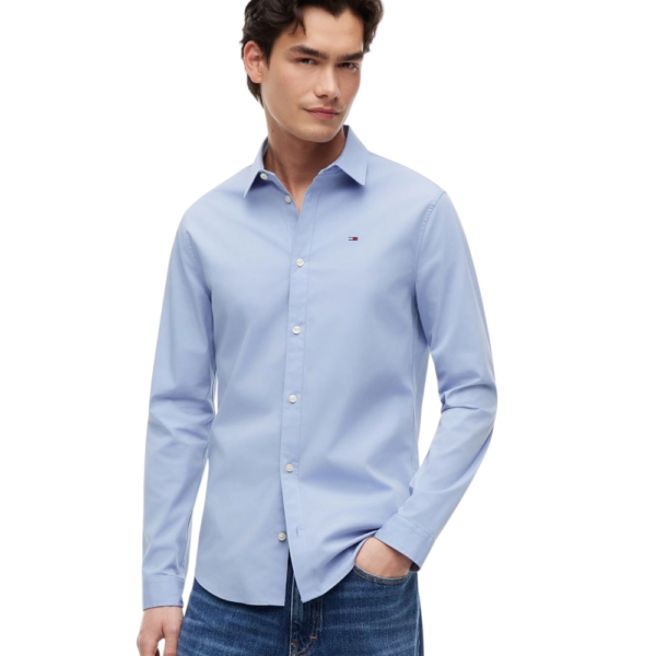Tommy Hilfiger - Ανδρικό Πουκάμισο Tjm Original Stretch Shirt Slim Fit DM0DM04405-556 Γαλάζιο