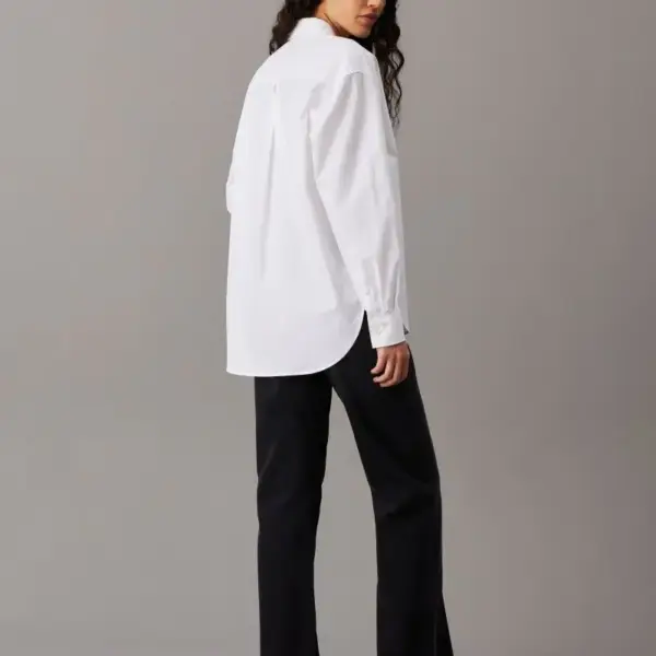 Calvin Klein - Γυναικείο Πουκάμισο Woven Label Relaxed Fit J20J224436-YAF Λευκό J20J224436-YAF