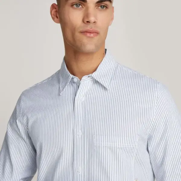 Calvin Klein Jeans - Ανδρικό Πουκάμισο Μακρυμάνικo Oxford Regular Fit J30J326182-0FB ΛευκόΡιγέ
