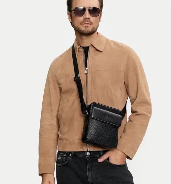 Calvin Klein - Ανδρική Τσάντα Ώμου Χιαστί Vertical Lines Reporter S Mono K50K512218-0GK Μαύρο