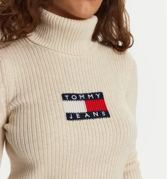 Tommy Hilfiger - Γυναικείο Μακρυμάνικο Ζιβάγκο Flag Regular Fit DW0DW18678-HCV Εκρού