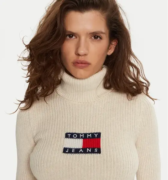 Tommy Hilfiger - Γυναικείο Μακρυμάνικο Ζιβάγκο Flag Regular Fit DW0DW18678-HCV Εκρού