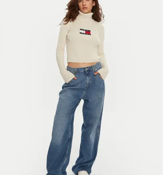 Tommy Hilfiger - Γυναικείο Μακρυμάνικο Ζιβάγκο Flag Regular Fit DW0DW18678-HCV Εκρού