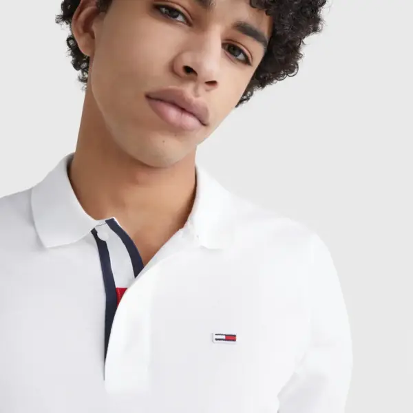 Tommy Hilfiger - Ανδρικό Κοντομάνικο Polo Placket Slim Fit DM0DM15370-YBR Λευκό DM0DM15370-YBR