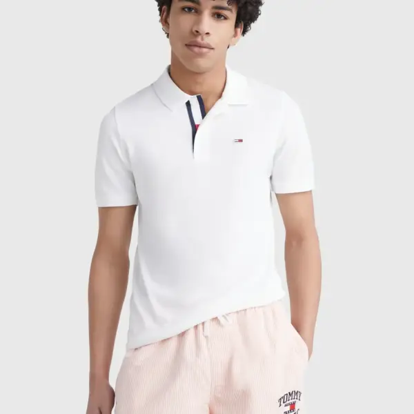 Tommy Hilfiger - Ανδρικό Κοντομάνικο Polo Placket Slim Fit DM0DM15370-YBR Λευκό