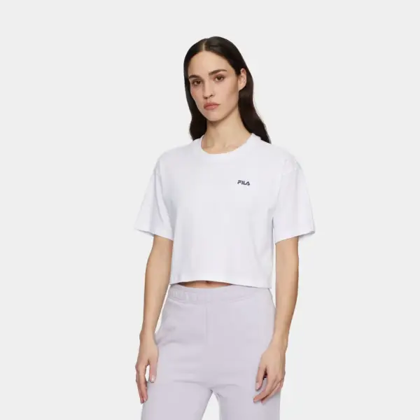 Fila - Γυναικείο Αθλητικό T-shirt Locri loose Cropped tee FAW1056-10001 Λευκό