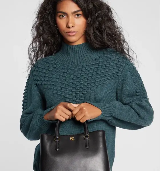 Ralph Lauren - Γυναικεία Δερμάτινη Τσάντα Marcy 431876725004 Μαύρο