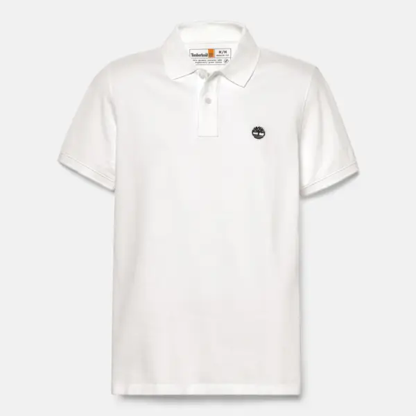 Timberland - Ανδρικό T-shirt Polo Short-Sleeve με Λογότυπο Oyster River TB0A2BRY-100 Λευκό TB0A2BRY100