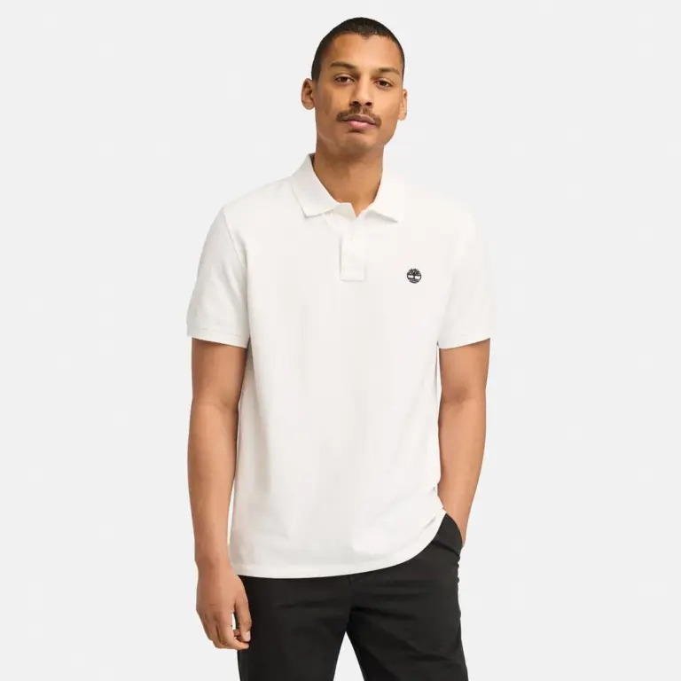 Timberland - Ανδρικό T-shirt Polo Short-Sleeve με Λογότυπο Oyster River TB0A2BRY-100 Λευκό