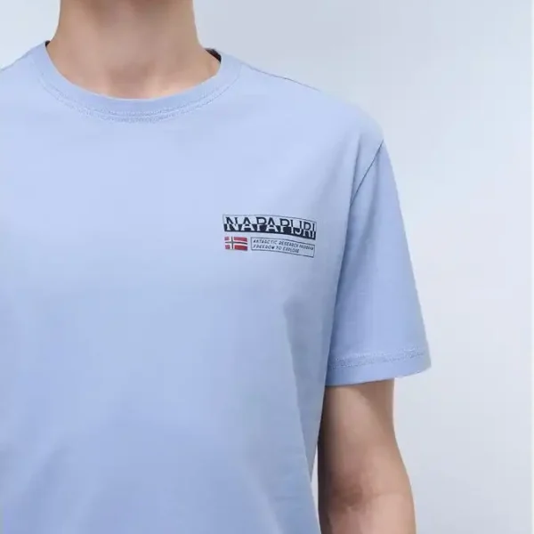 Napapijri - Ανδρικό T-shirt Kasba Regular Fit NP0A4HQQ-I83 Μπλε Ανοιχτό NP0A4HQQI83