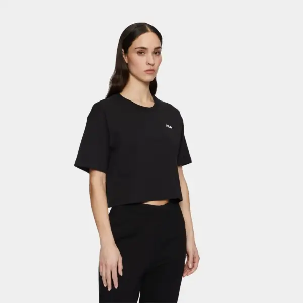 Fila - Γυναικείο Αθλητικό T-shirt Locri loose Cropped tee FAW1056-80010 Μαύρο