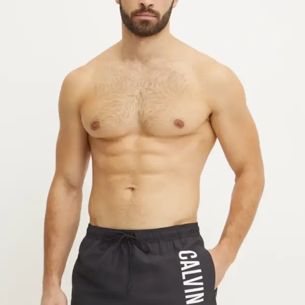 Calvin Klein - Ανδρικό Μαγιό Σορτς Drawstring Medium KM0KM01092-BEH Μαύρο KM0KM01092-BEH