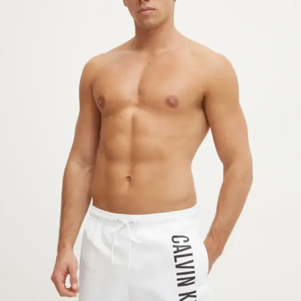 Calvin Klein - Ανδρικό Μαγιό Σορτς Drawstring Medium KM0KM01092-YCD Λευκό KM0KM01092-YCD
