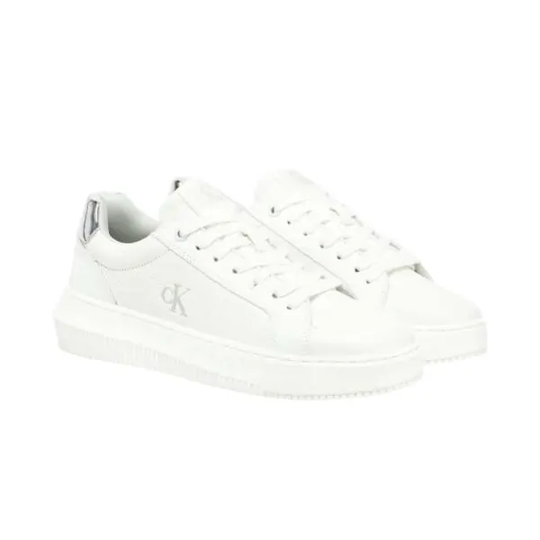 Calvin Klein- Γυναικεία Δερμάτινα Sneakers Chunky Cupsole Low Mg YW0YW01769-0LI Λευκό YW0YW01769-0LI