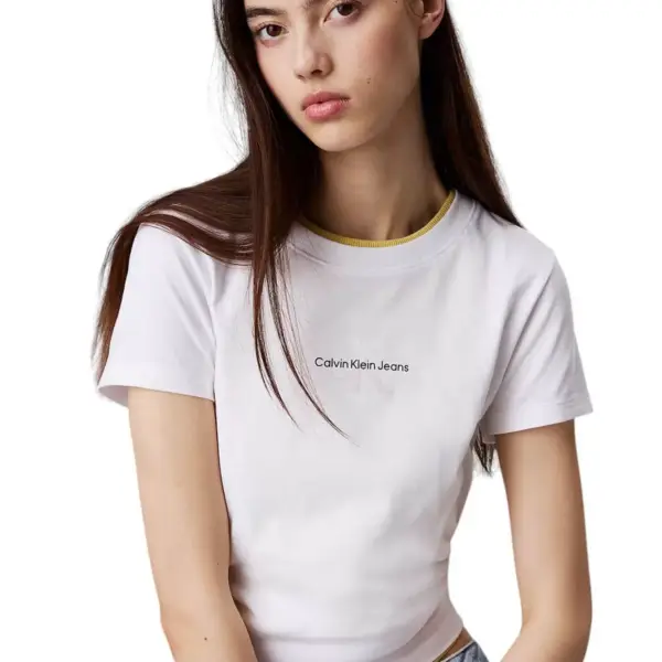 Calvin Klein - Γυναικείο T-Shirt Gradient Monologo slim Fit J20J225252-YAA Λευκό J20J225252-YAA