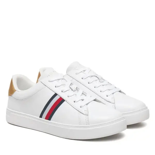 Tommy Hilfiger - Γυναικεία Sneakers Essential Leather Court Trainers FW0FW08321-YBS Λευκό FW0FW08321-YBS