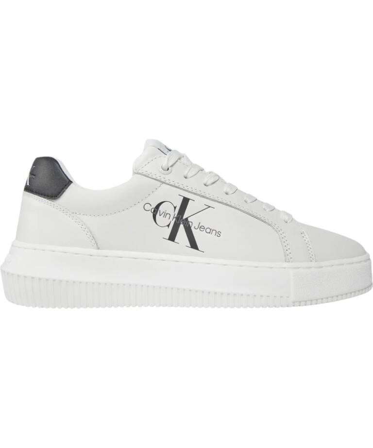 Calvin Klein- Γυναικεία Δερμάτινα Sneakers Chunky Cupsole Low Mg YW0YW01769-01W Λευκό