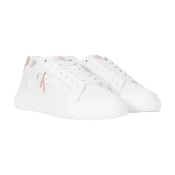 Calvin Klein - Γυναικεία Δερμάτινα Sneakers Chunky Cupsole Mono Wn YW0YW00823-0K6 Λευκό YW0YW00823-0K6