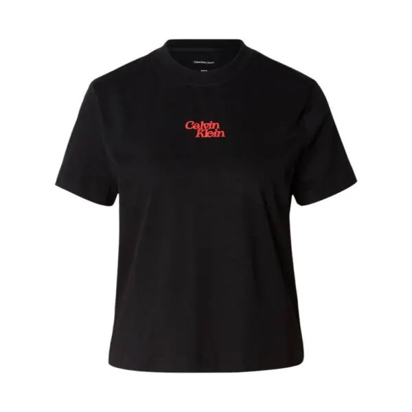 Calvin Klein - Γυναικείο T-Shirt SS Flocked Logo CN Tee Regular Fit LV047B851G-UB1 Μαύρο LV047B851G-UB1