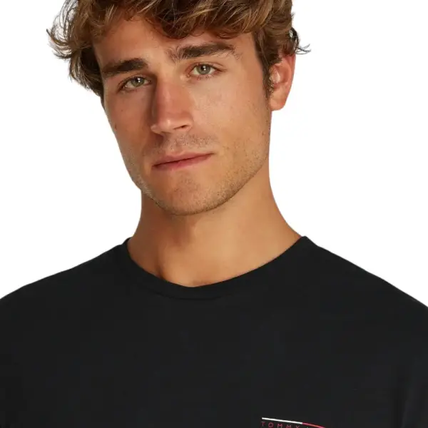 Tommy Hilfiger - Ανδρικό T-shirt b Reg Graphic Slub Ext Regular Fit DM0DM21303-BDS Μαύρο DM0DM21303-BDS