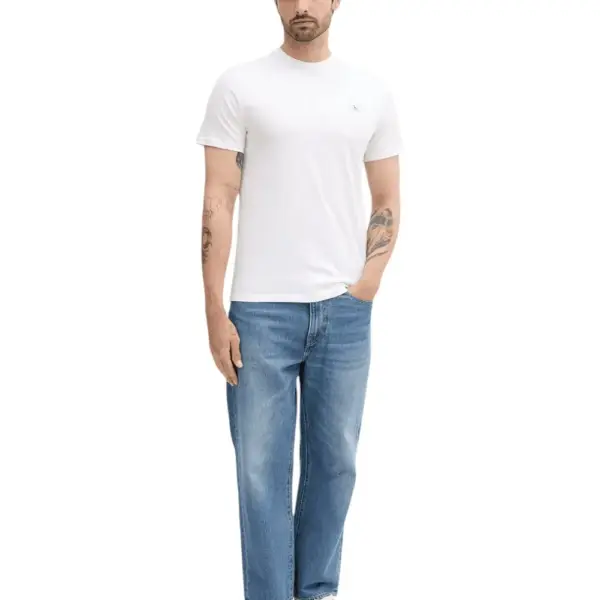 Calvin Klein - Ανδρικό T-shirt Cotton Badge Regular Fit LV04RC272G-YAF Λευκό LV04RC272G-YAF