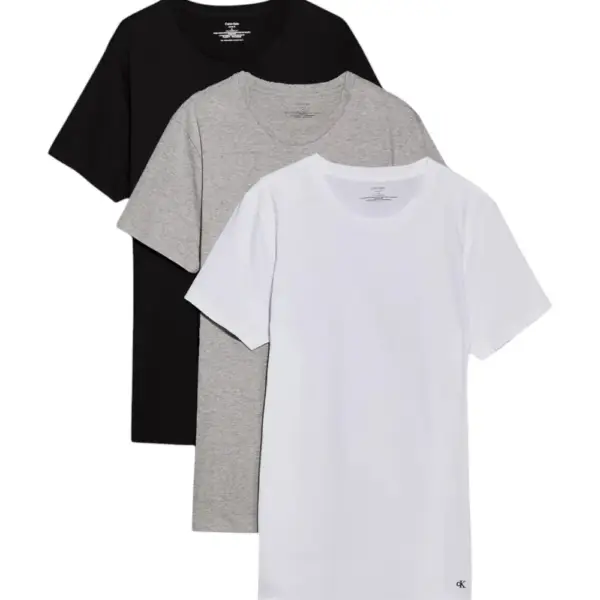 Calvin Klein - Ανδρικές Φανέλες Κοντομάνικες Crew Neck CK Monogram Τριπλό Πακέτο LV00NB4051-MP1 Λευκό/Μαύρο/Γκρι