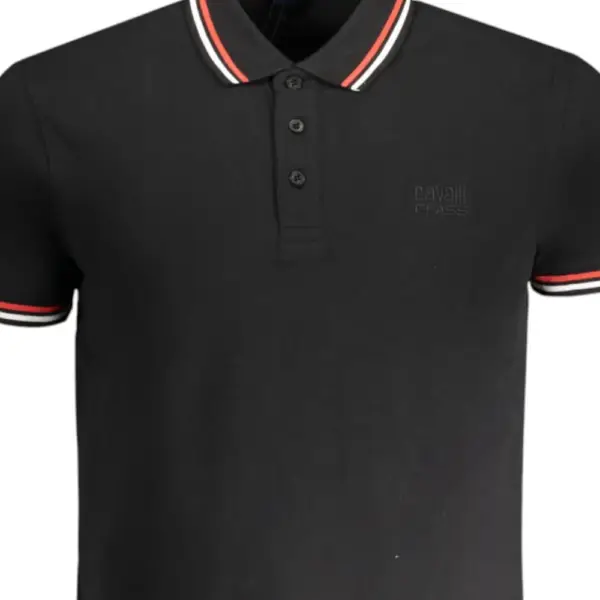 Cavalli Class - Ανδρική Μπλούζα Κοντομάνικη Polo Πικέ QXT64XKB002-05051 Μαύρο QXT64XKB002-05051