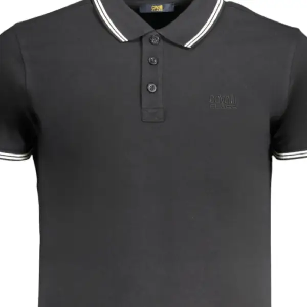 Cavalli Class - Ανδρική Μπλούζα Κοντομάνικη Polo Πικέ QXT64XKB002-05052 Μαύρο QXT64XKB002-05052