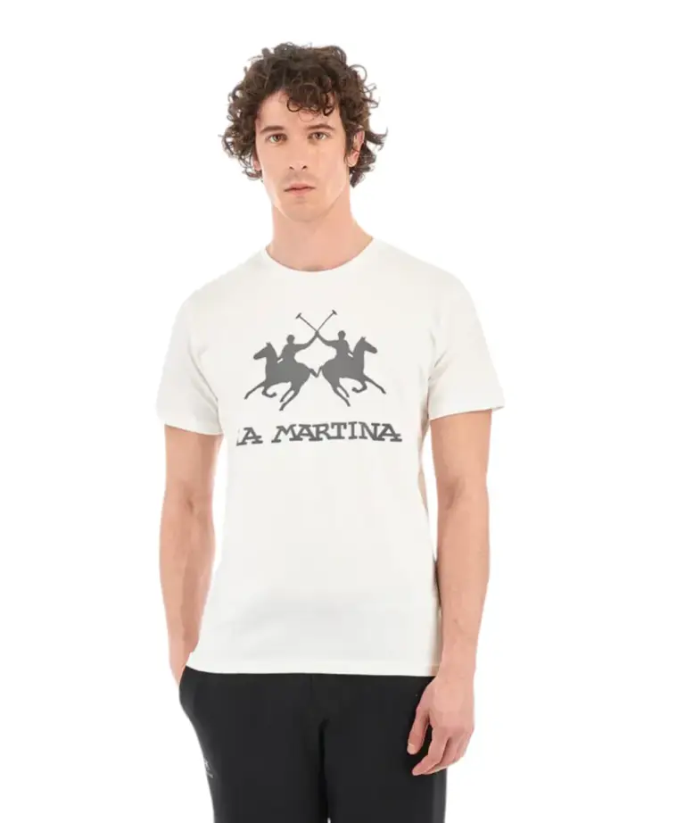 La Martina - Ανδρικό T-Shirt Regular Fit CCMR05-00002 Λευκό