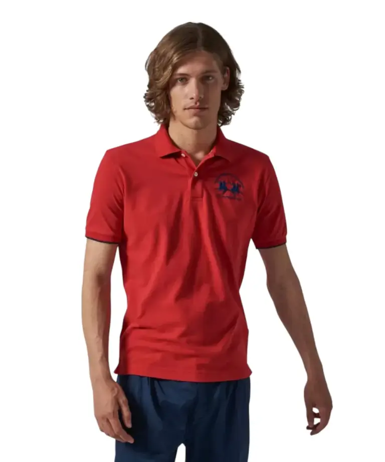 La Martina - Ανδρικό Κοντομάνικο Polo Regular Fit CCMP01 PK001-06008 Κόκκινο