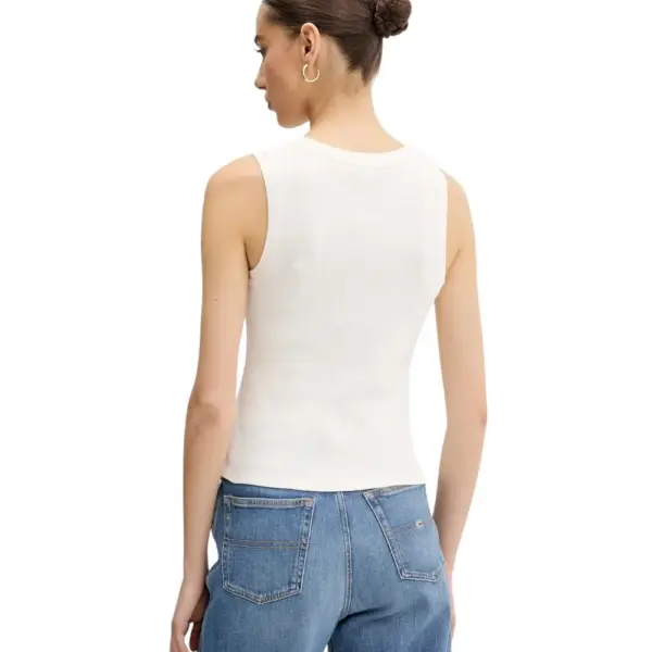 Tommy Hilfiger - Γυναικείο T-shirt Αμάνικο Slim Script Rib Tank DW0DW21369-YBH Εκρού DW0DW21369-YBH