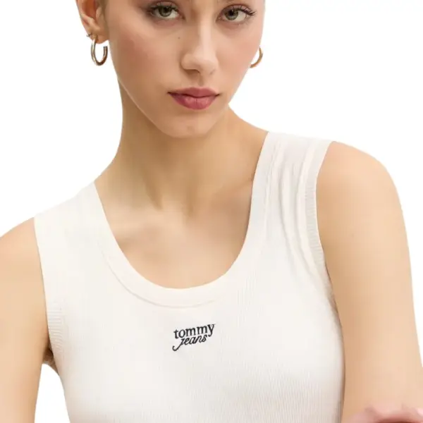 Tommy Hilfiger - Γυναικείο T-shirt Αμάνικο Slim Script Rib Tank DW0DW21369-YBH Εκρού DW0DW21369-YBH